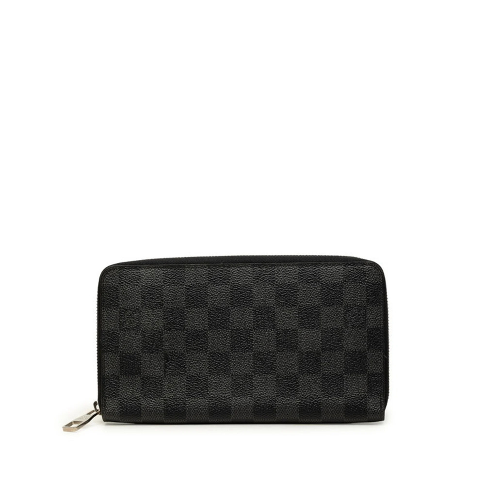 Louis Vuitton Damier Graphite Zippy Organizer Round Zipper Long Wallet N63077...